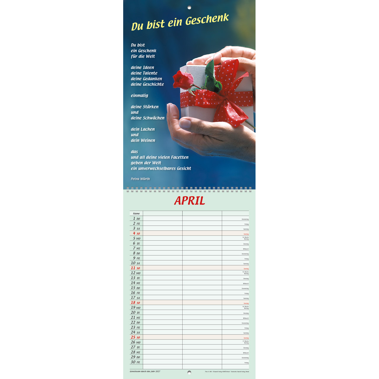 Terminkalender - Gemeinsam durch das Jahr 2027