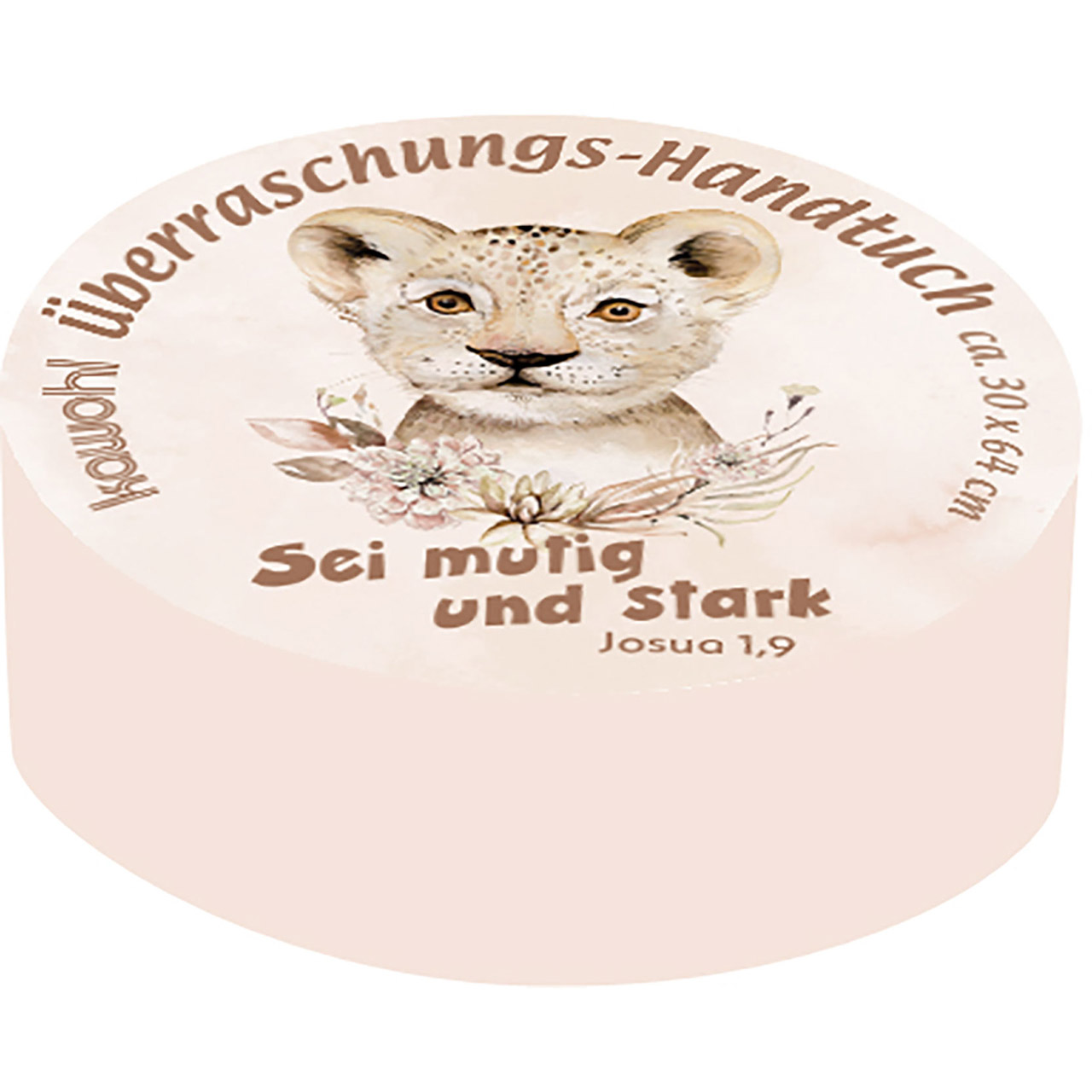 Überraschungs-Handtuch - Sei mutig und stark - Löwenbaby Grafik Blumen