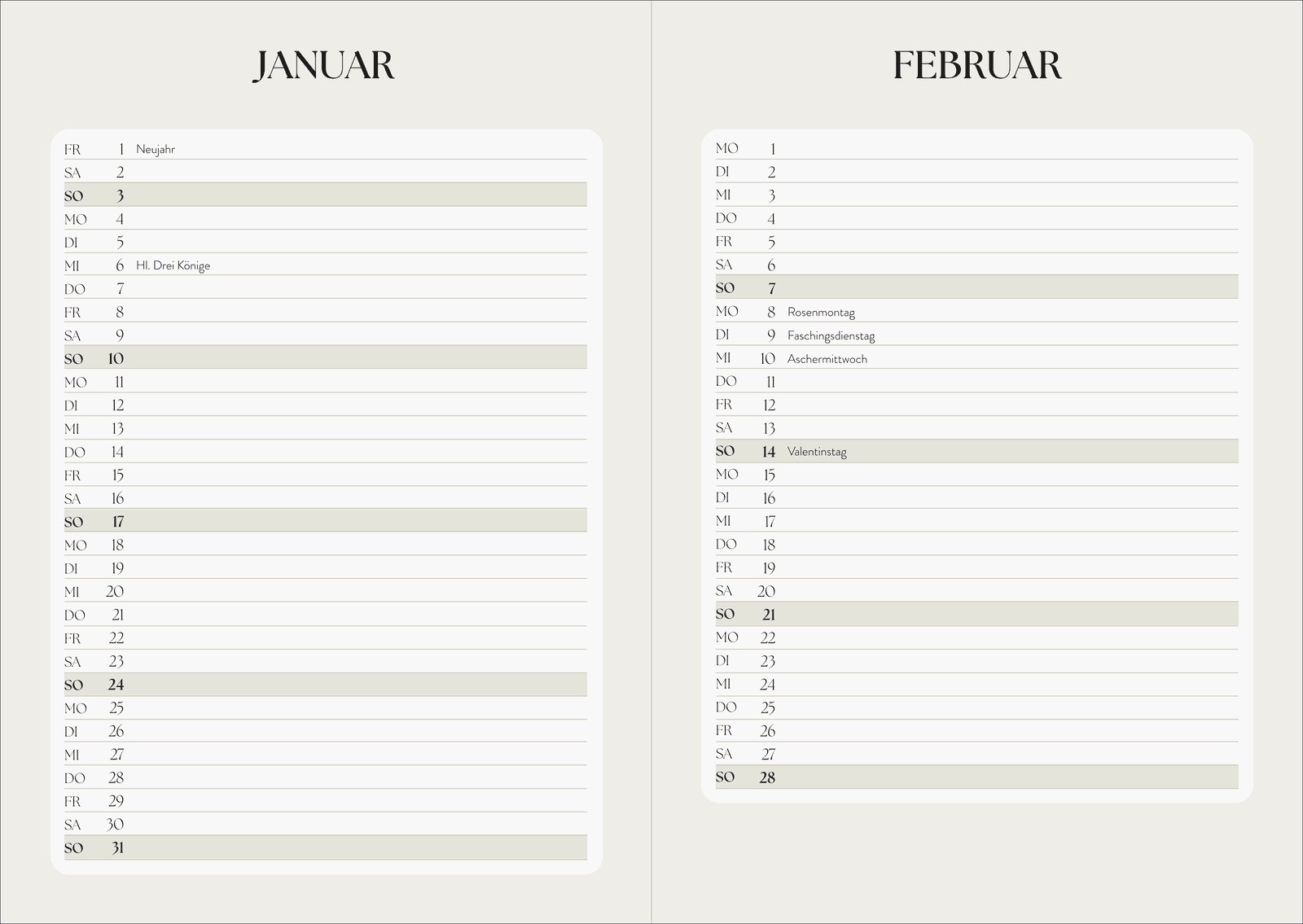 Terminkalender - A Year full of Joy 2027