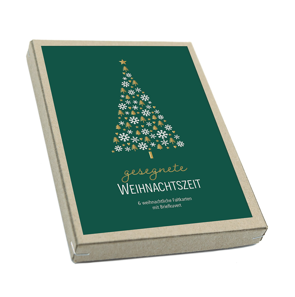 Karten-Box - Kartenbox Weihnachten - gesegnete Weihnachtszeit - Box Weihnachtsbaum Sterne Schneeflocken
