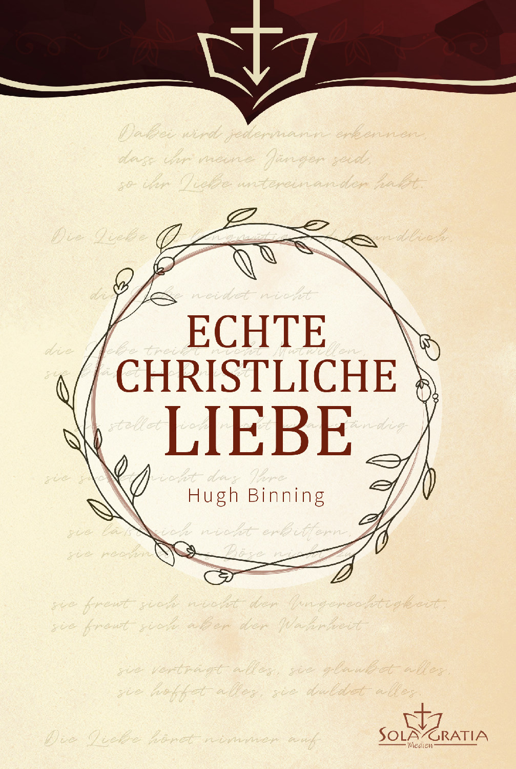 Buch - Echte christliche Liebe - Blätterkranz Buch Muster