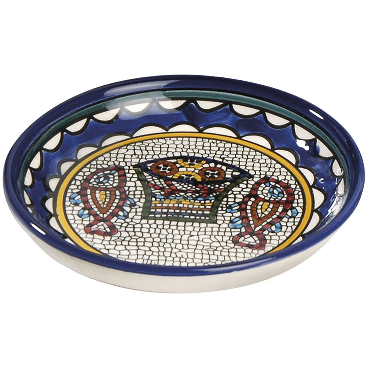 Schale - Mosaikschale für Nüsse - Dessin <b>"Brot und Fische" </b>