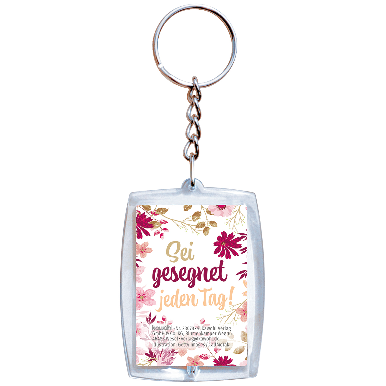Schlüsselanhänger - Sei gesegnet jeden Tag! - Aquarell Blumen