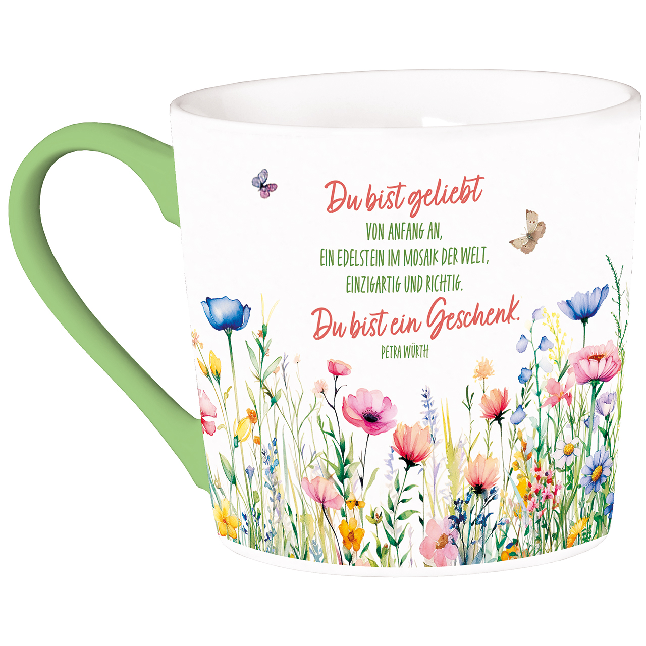 Tasse - Du bist ein Geschenk - Aquarell Blumen Schmetterling
