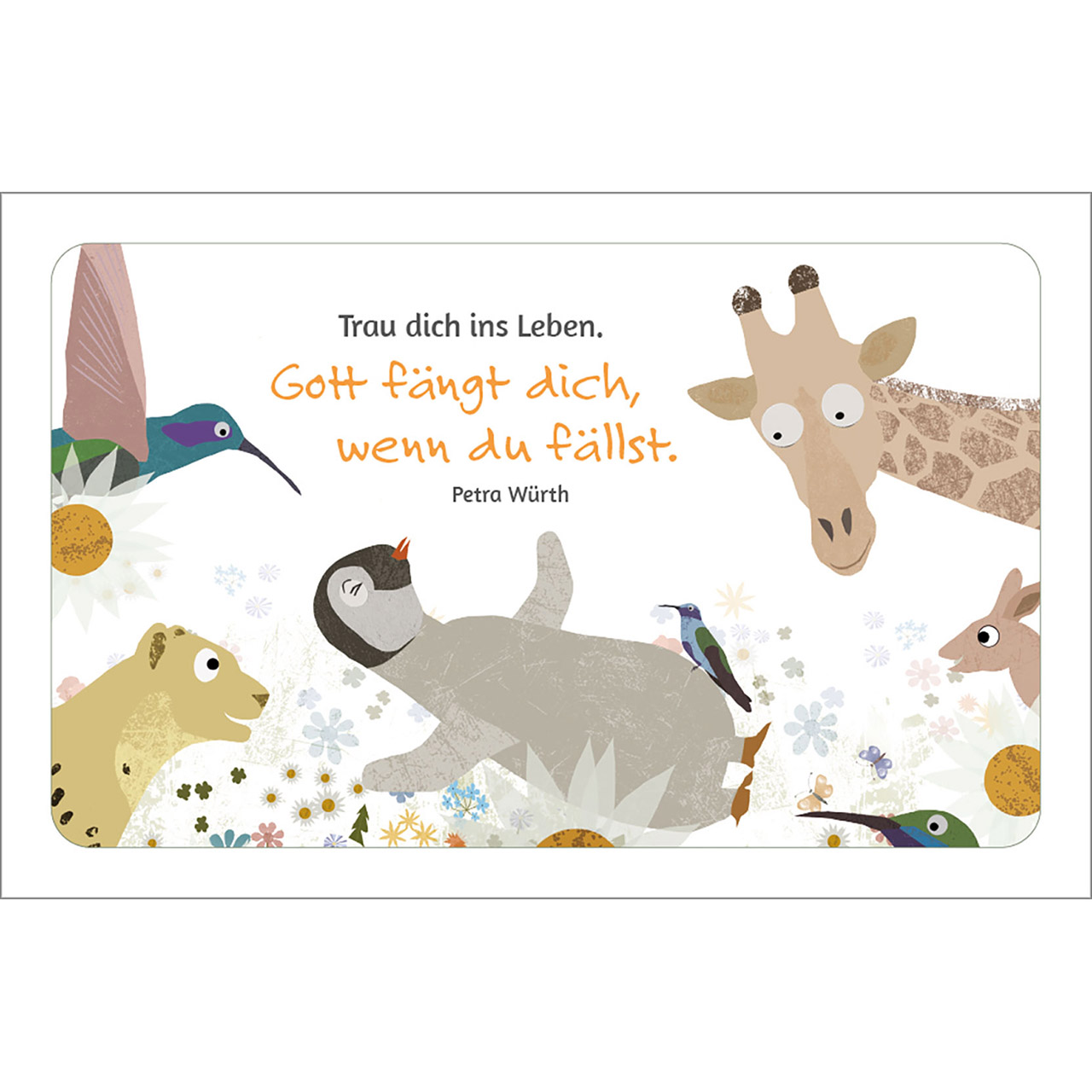 Karten-Box Kunststoff - Wunderbar ist das Leben - Pinguin Schildkröte