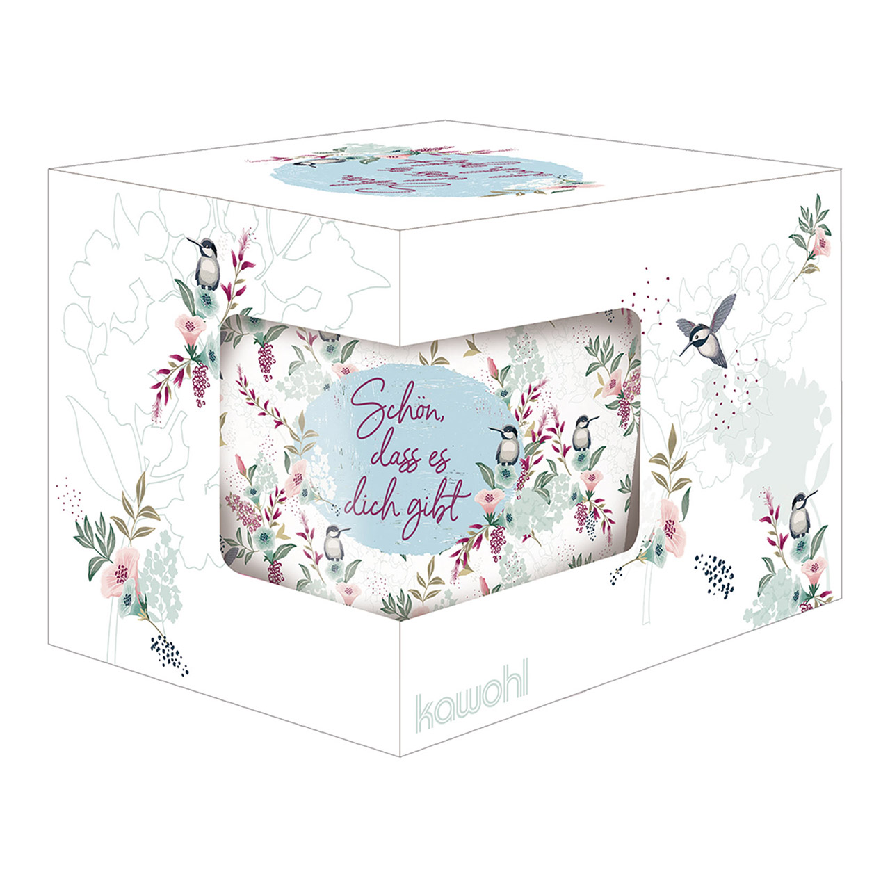 Tasse - Schön, dass es Dich gibt - Kolibri Blumen