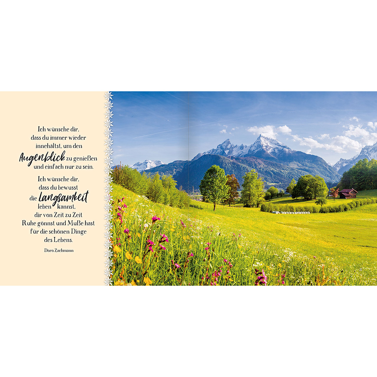Geschenkbuch - Kleiner Segensgruß aus den Bergen - Berge Kirche Bäume Wiese