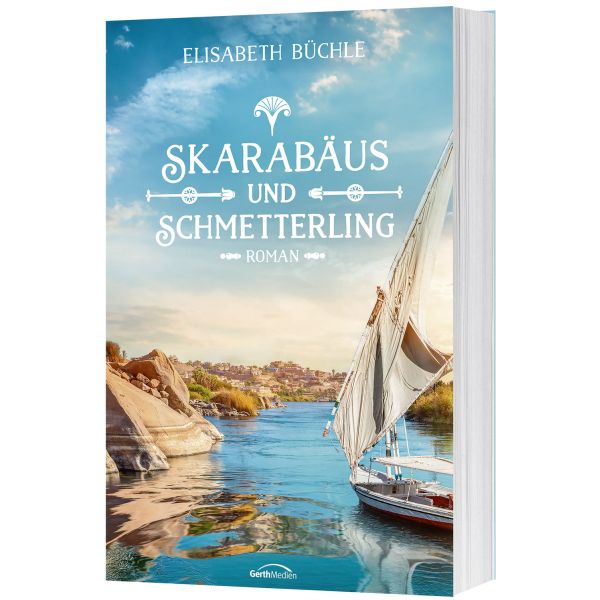Buch - Skarabäus und Schmetterling - Segelboot Meer Felsen Himmel - Fluss Felsen Segelboot Wolken Himmel