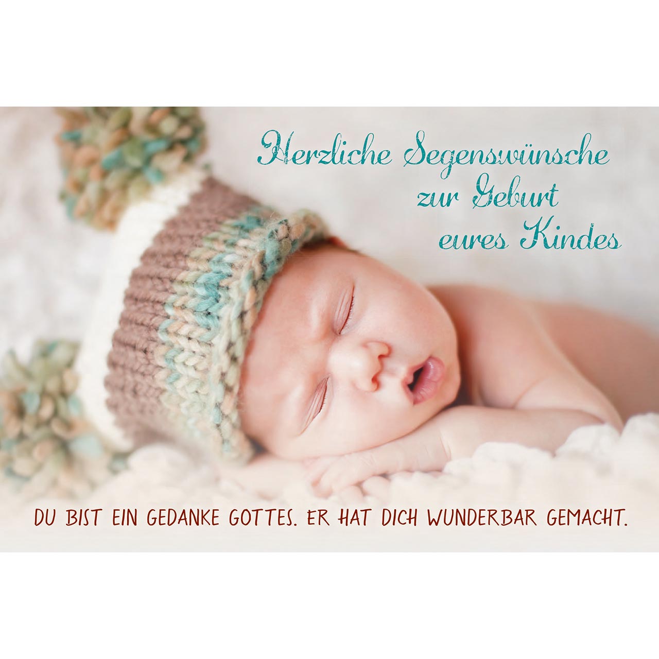 Faltkarte - Herzliche Segenswünsche - schlafendes Baby Mütze