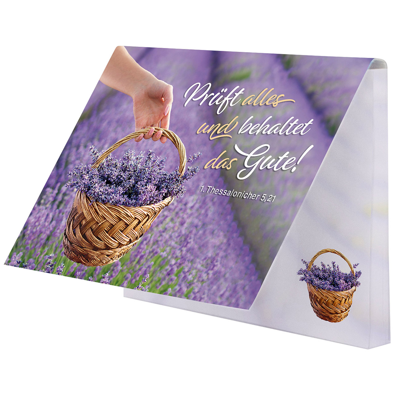 Haftnotizen - Prüft alles und behaltet das Gute! - Feld Lavendel Korb Hand