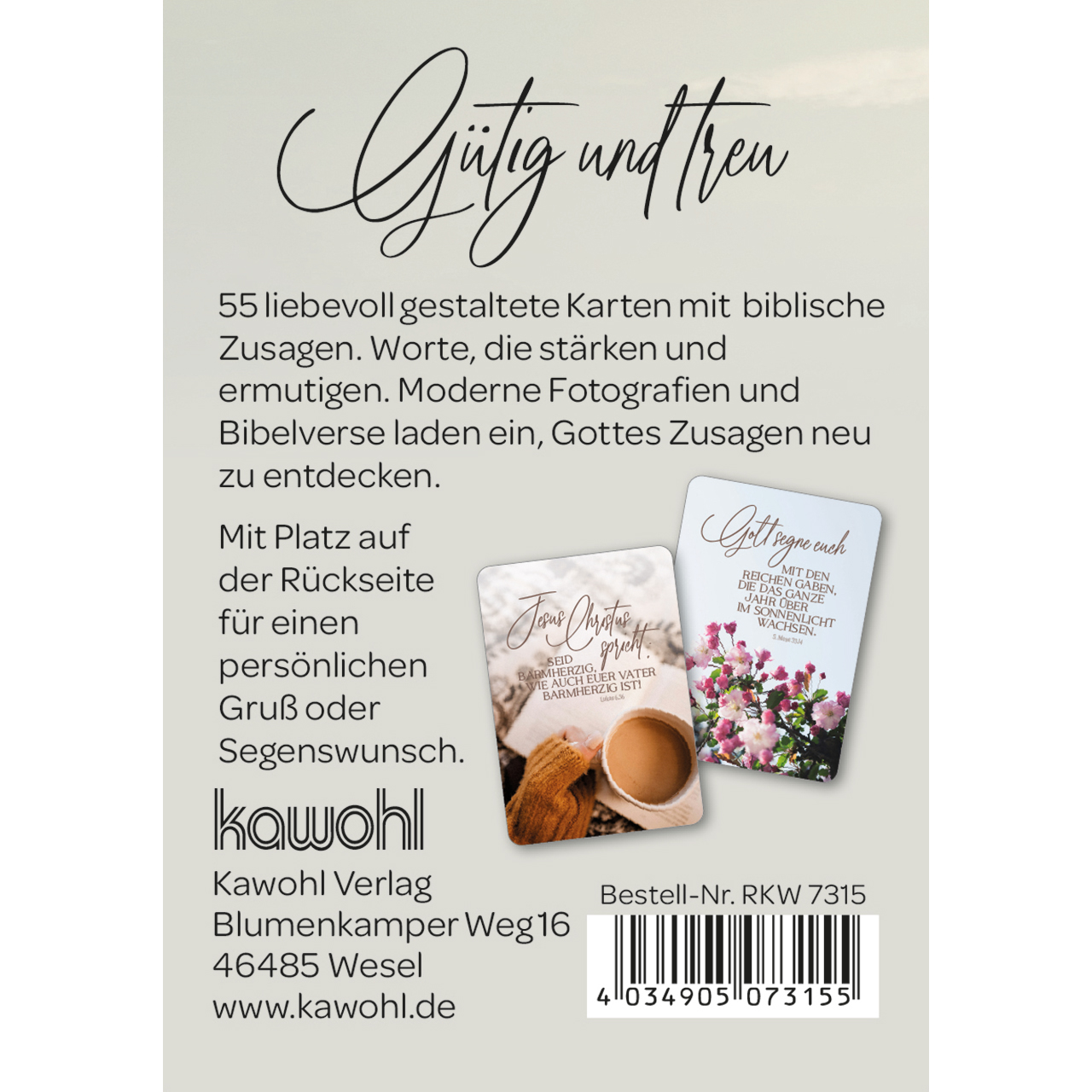 Karten-Box Papier - Gütig und treu - Leuchtturm Meer Strand Möve Vogel Sand Dünen