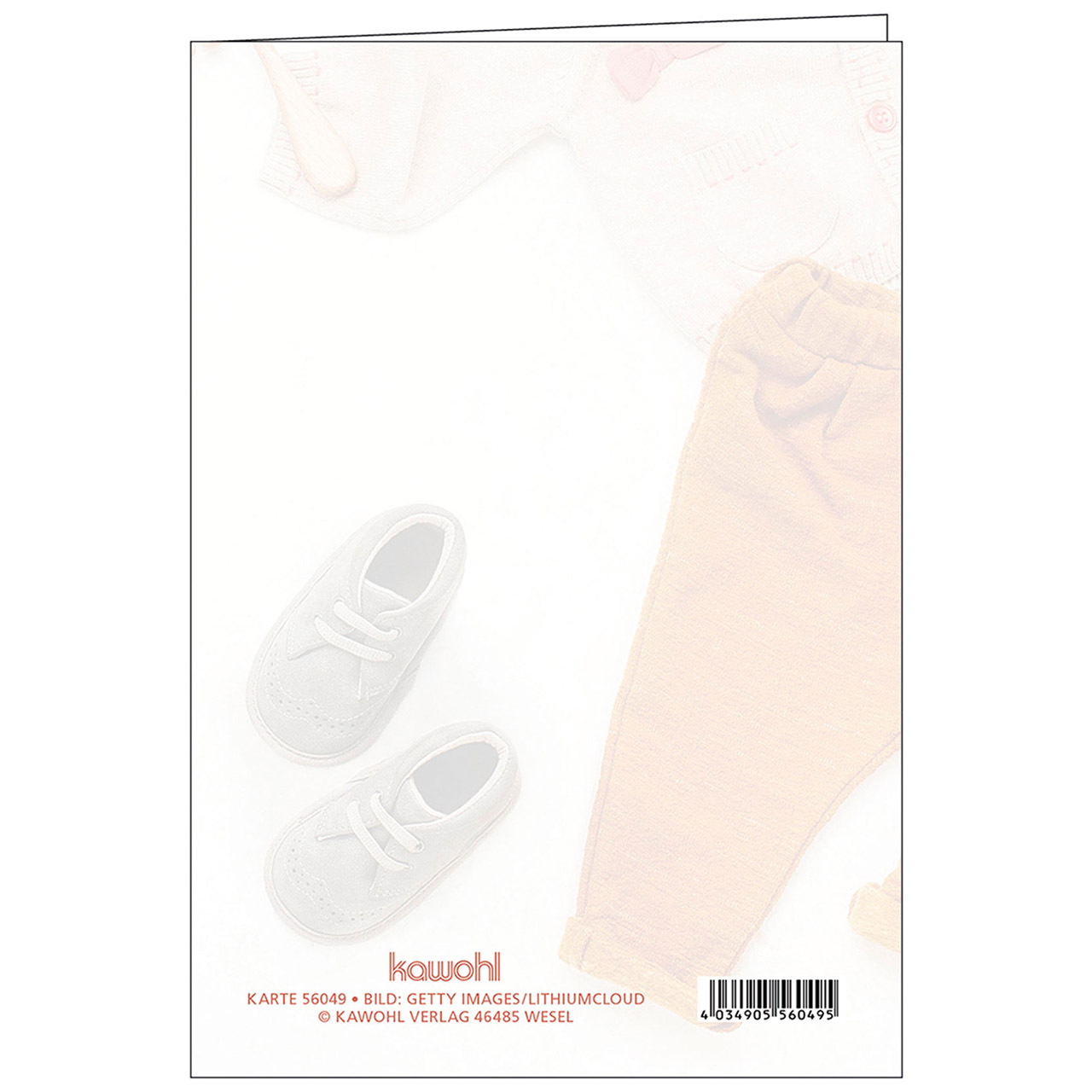 Faltkarte - Gottes Segen zur Geburt - Babykleider Schuhe Holzrassel