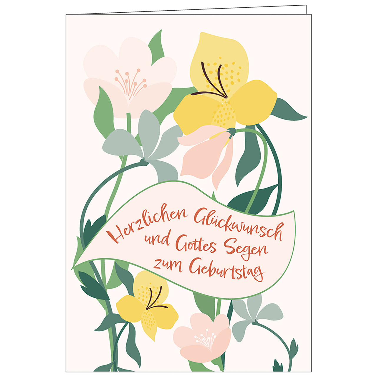 Herzlichen Glückwunsch und Gottes Segen zum Geburtstag Faltkarte - Herzlichen Glückwunsch und Gottes Segen zum Geburtstag - Tulpen Grafik