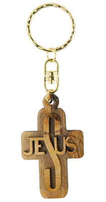 Kreuz mit Wort Jesus aus Olivenholz