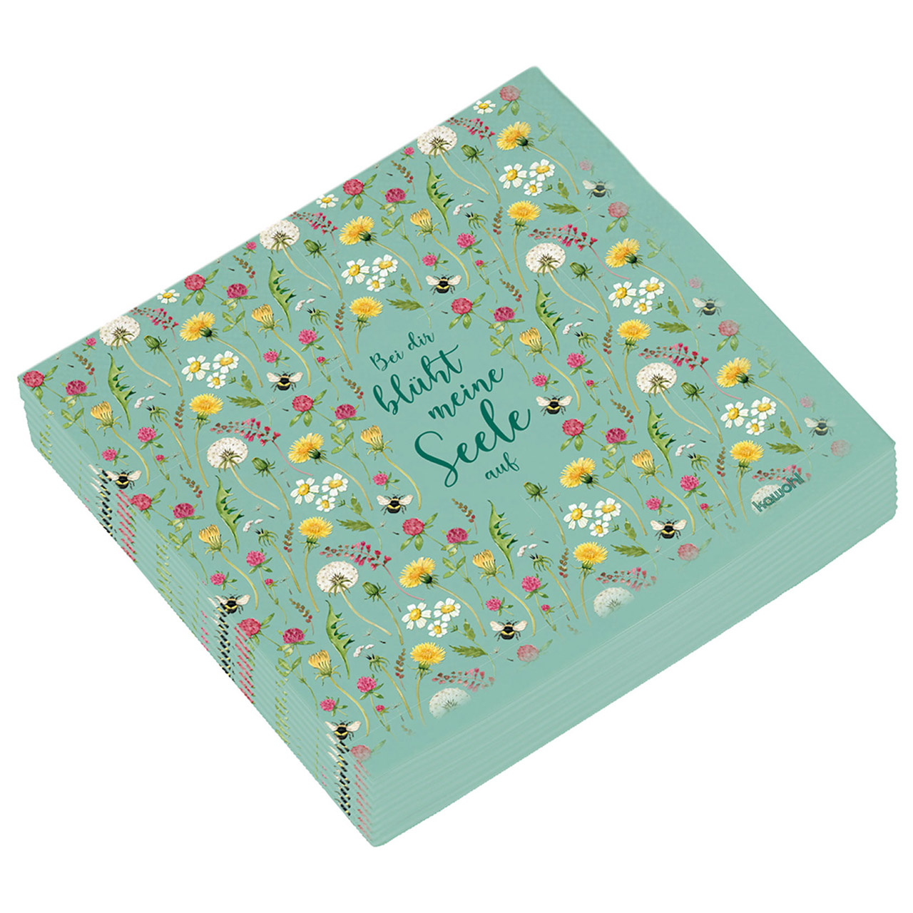 Servietten: Bei dir blüht meine Seele auf Servietten - Servietten: Bei dir blüht meine Seele auf - Blumenwiese Aquarell Bienen