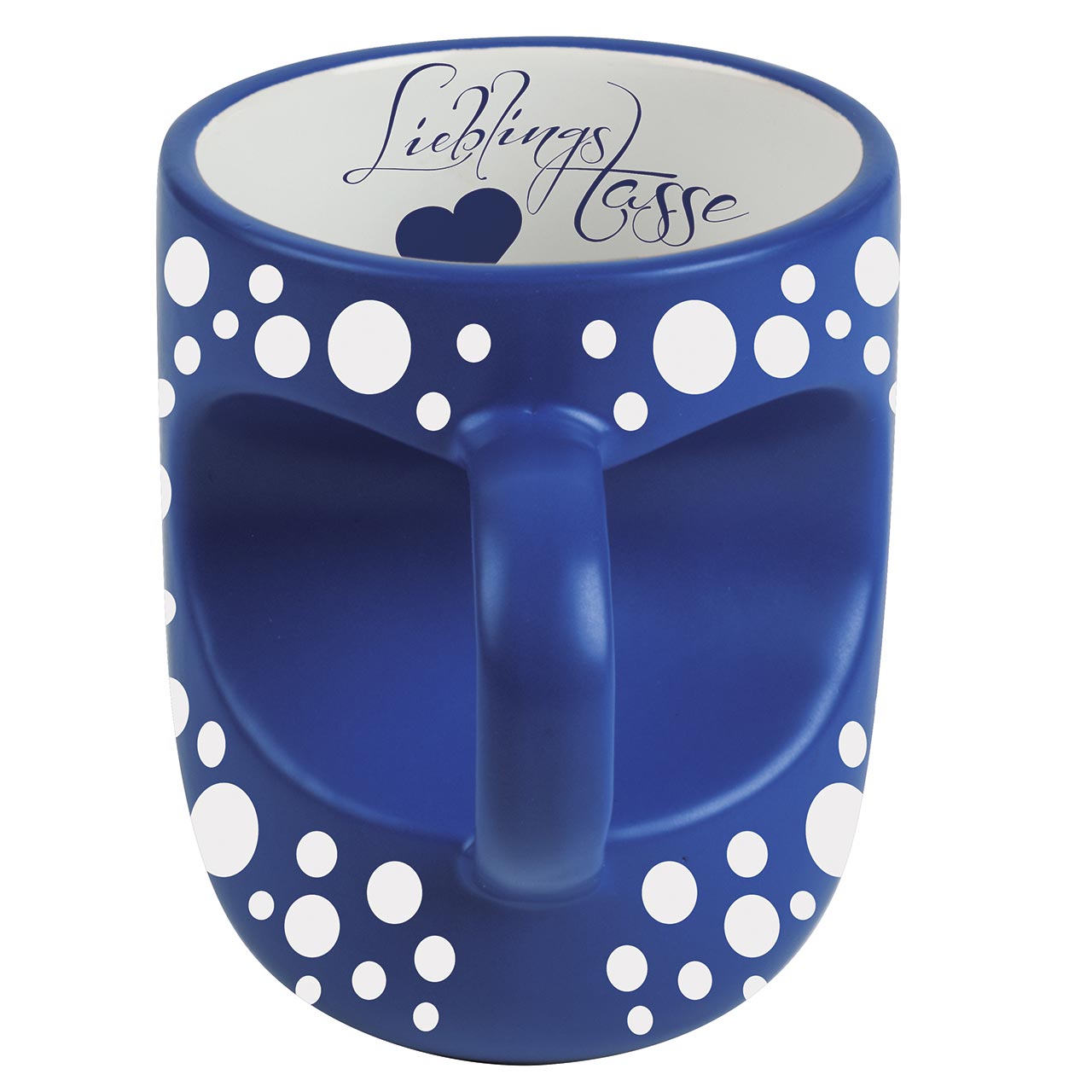 Tasse - Weiße Punkte - Tasse mit Herz-Henkel