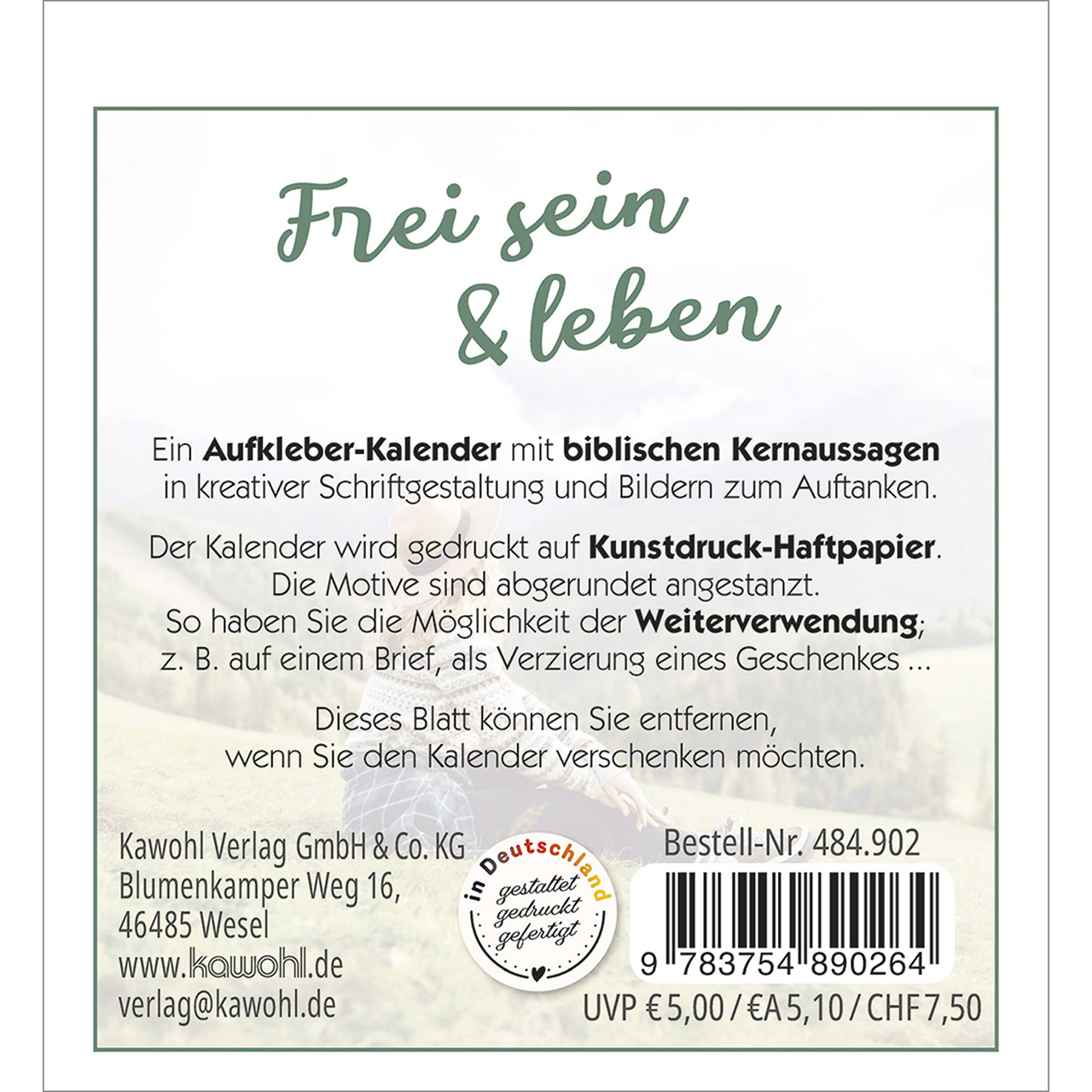 Aufkleberkalender - Frei sein & leben 2026