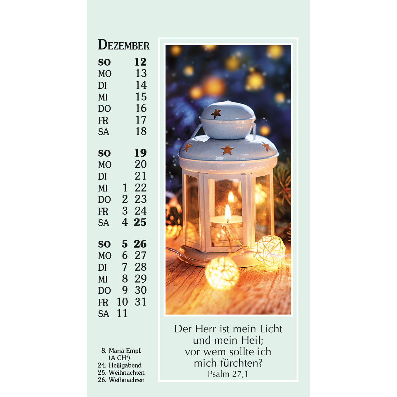 Aufstellkalender - Sonne des Lebens 2027
