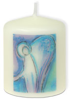 Kerze - Kerze 6 cm 'Schutzengel' blau/violett