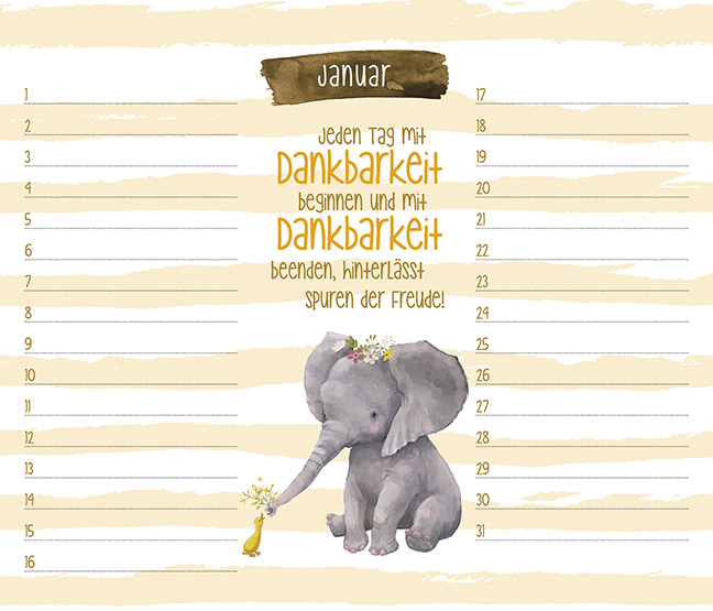 Immerwährender Kalender - Ich vergess dich nicht - Streifen Blumen