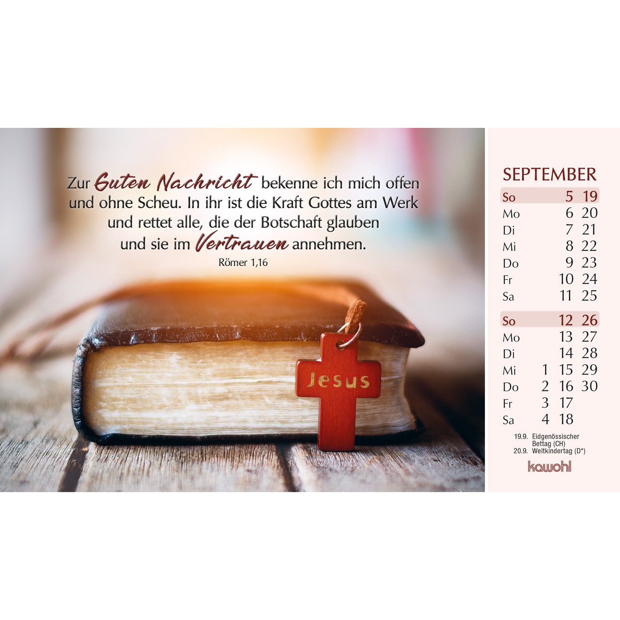 Postkartenkalender - Heute und morgen bin ich geborgen 2027