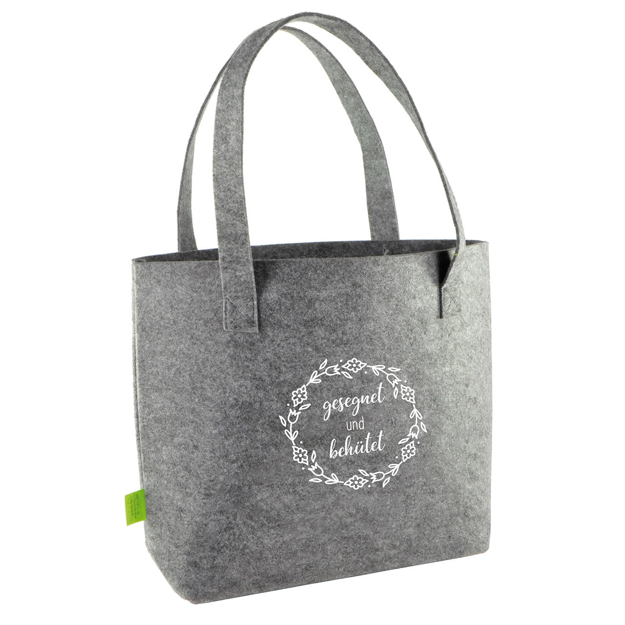 Tasche - gesegnet und behütet - Blumenkranz Grafik