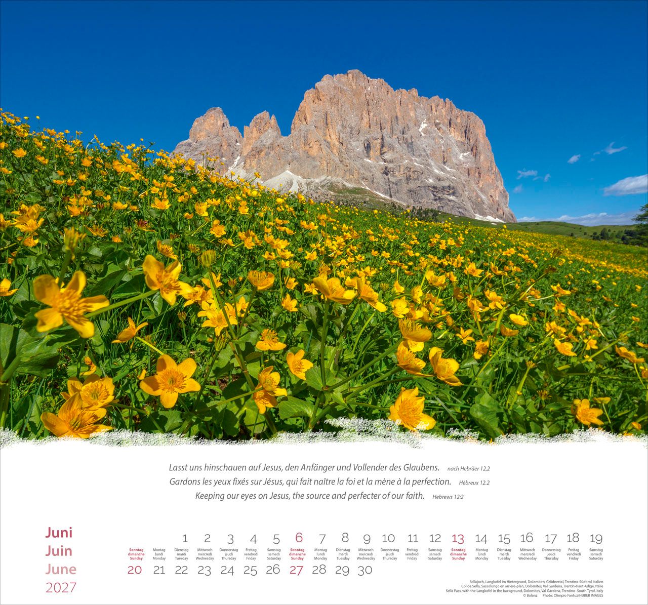 Wandkalender - Berge - Montagnes - Mountains 2027 Wandkalender