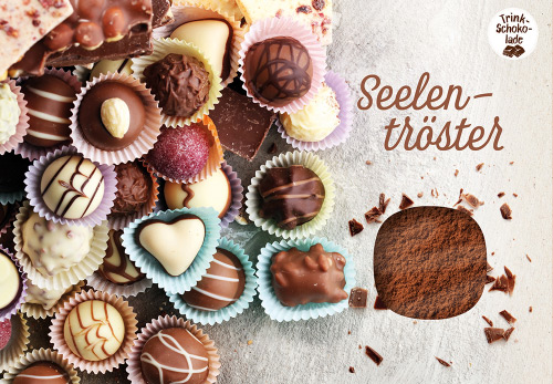 Lebensmittel-Karte - Schokokarte 'Seelentröster' - Pralinen