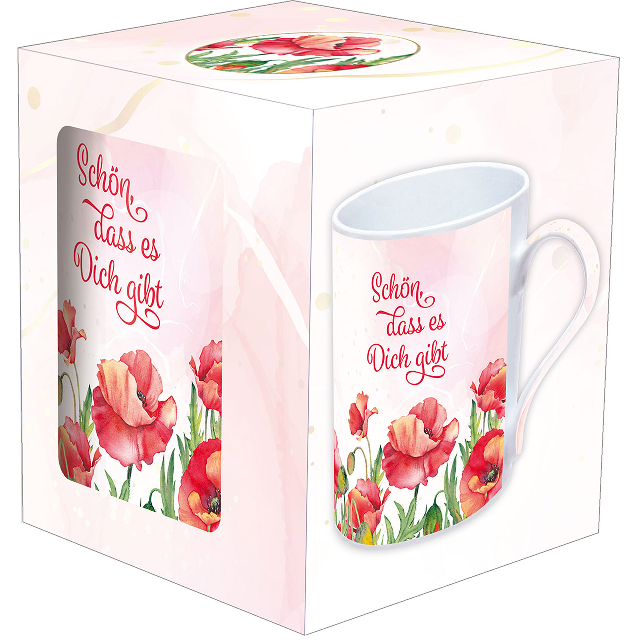 Tasse - Schön, dass es dich gibt - Mohnblumen