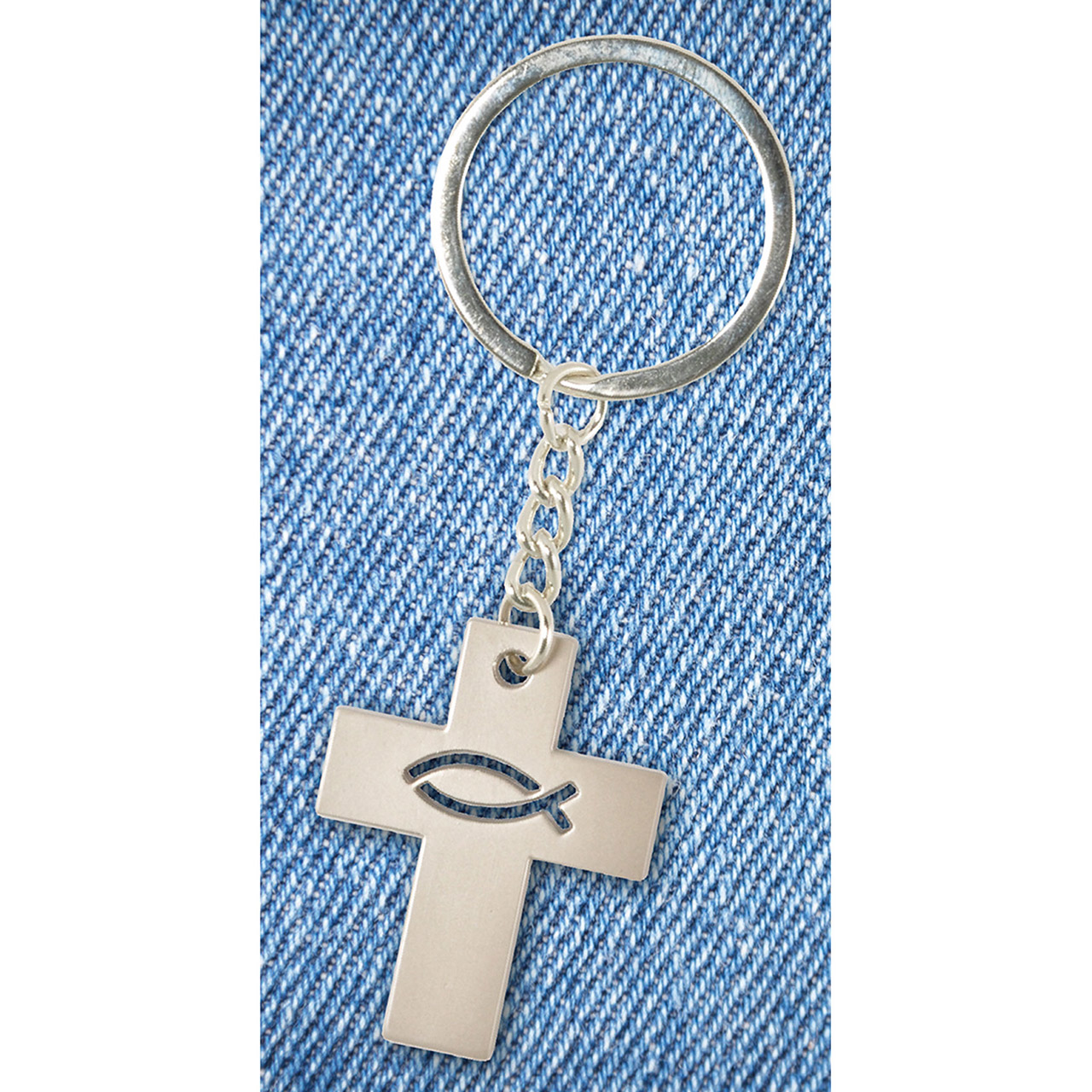 Schlüsselanhänger - Kreuz mit Fisch - Kreuz mit Fisch