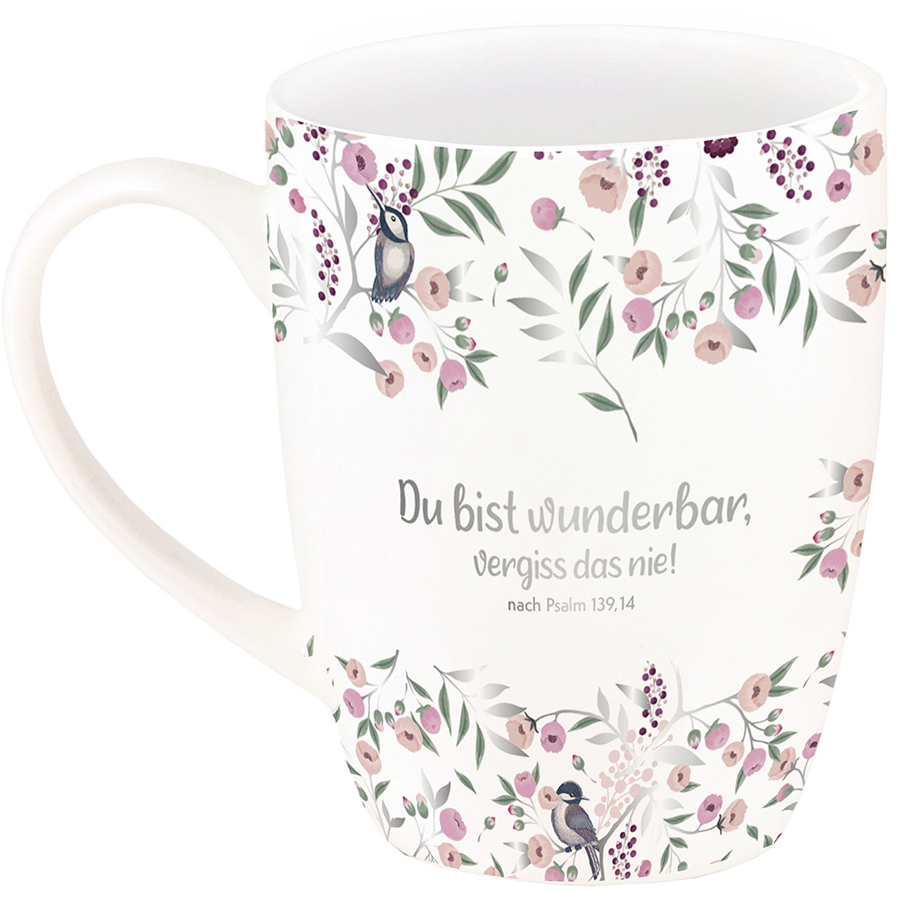 Tasse - Du bist wunderbar, vergiss das nie! - Kolibri Blumen