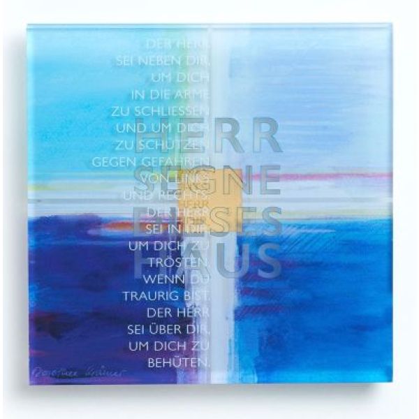 Lichtbild Kreuz 'Irischer Segen' blau