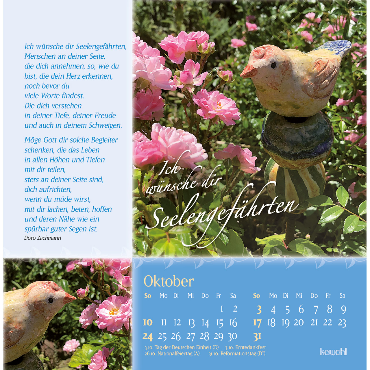 Postkartenkalender - Rosenduft mit lieben Wünschen 2027