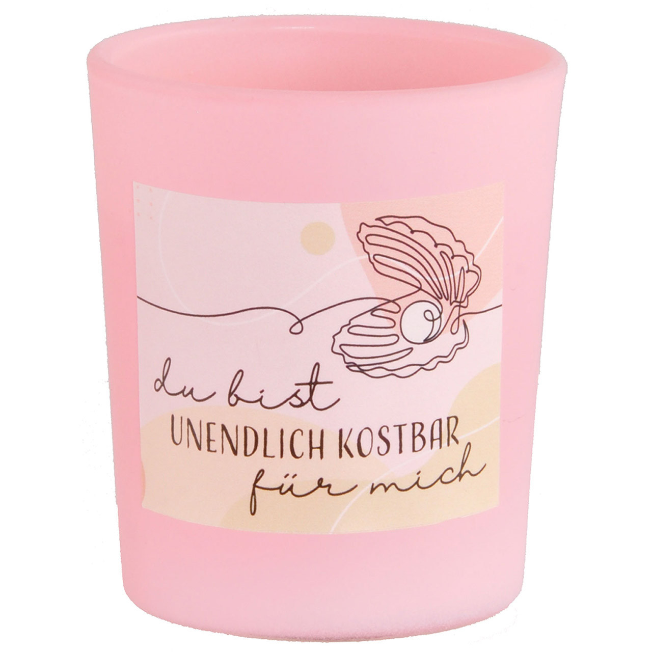 Kerze - Du bist unendlich kostbar - Muschen Perle Grafik