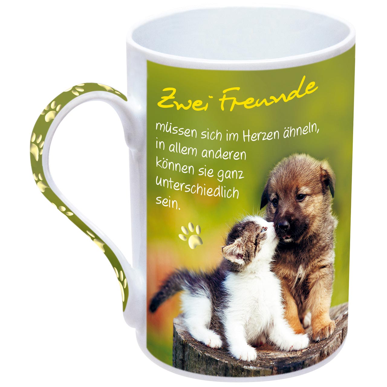 Tasse - Zwei Freunde - Hund und Katze - Welpe und Katze Hund und Katze