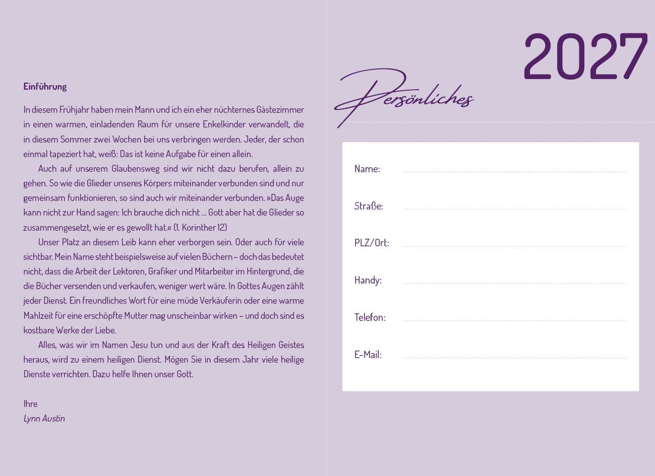 Terminkalender - Meine Oasenzeiten 2027