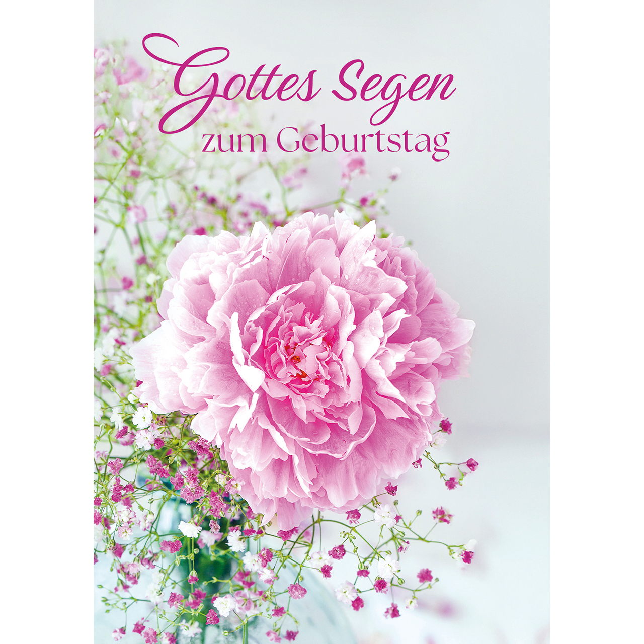 Postkarten - Gottes Segen zum Geburtstag - Pfingstrose pink