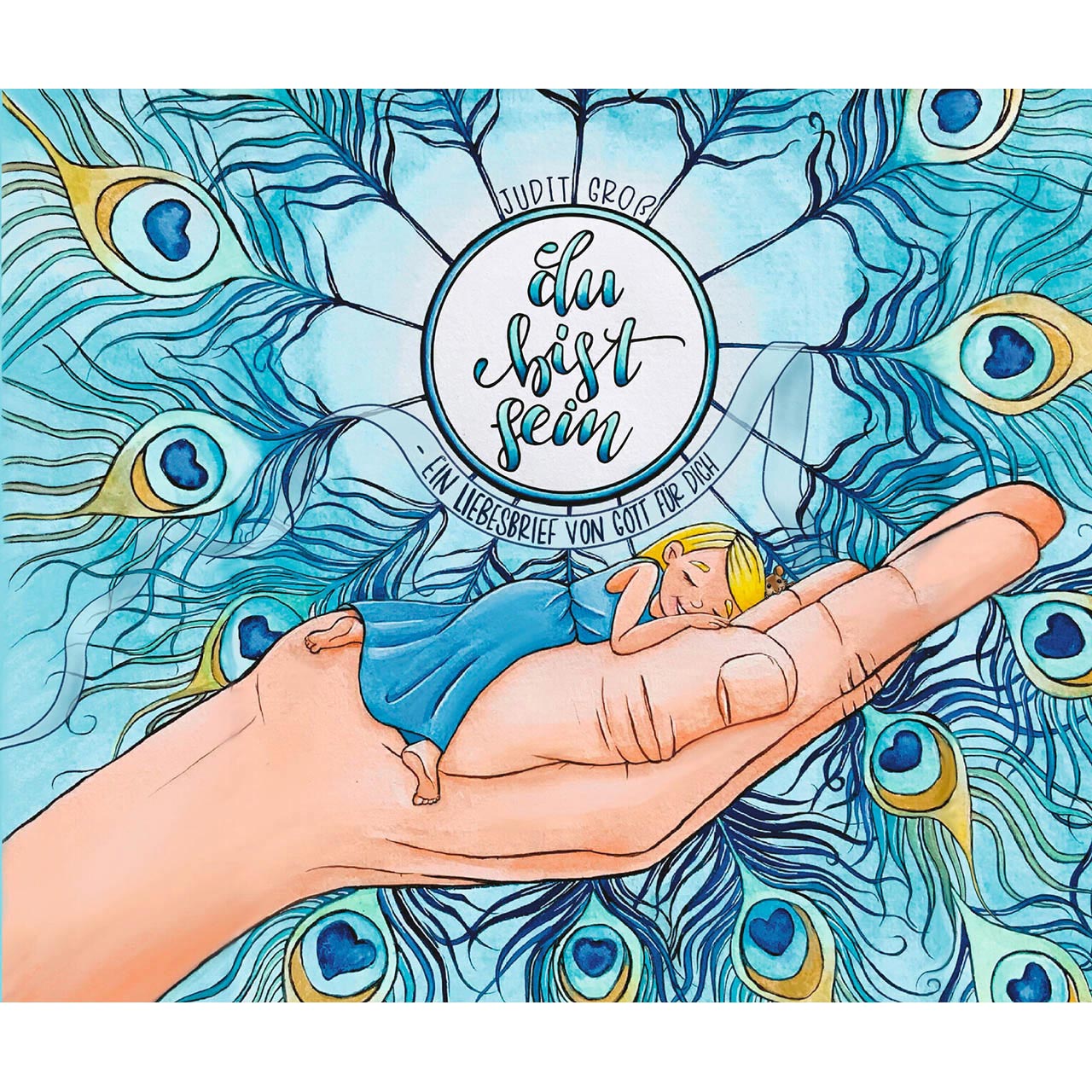 Buch - Du bist sein - Buch Hand Kind Blau Federn