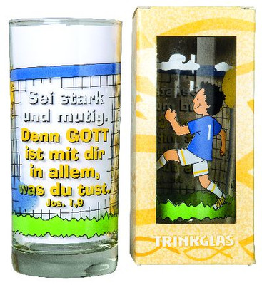 Tassen & Gläser - Trinkglas 'Sei stark und mutig' (Motiv Junge)