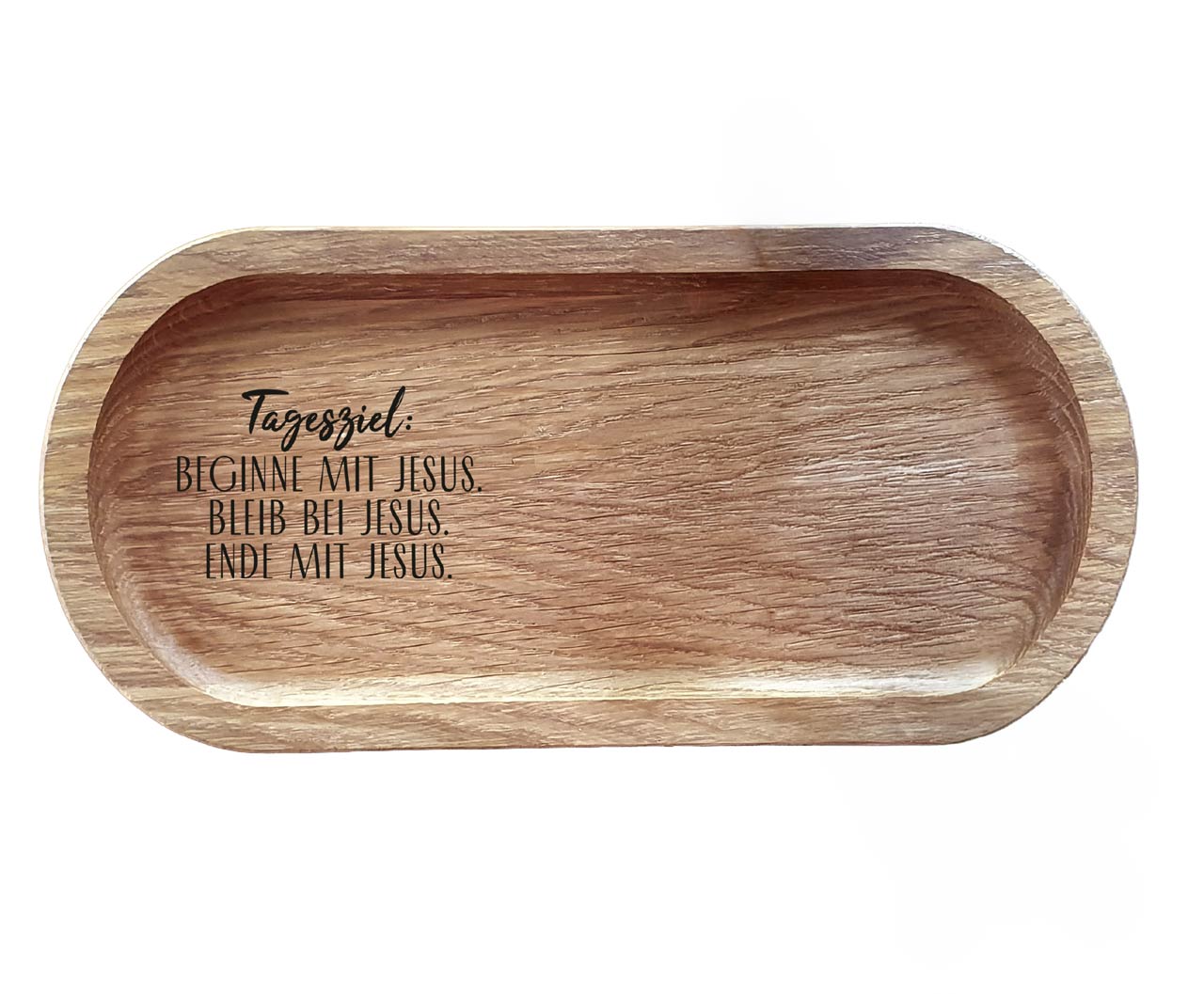 Dekoration - Holztablett "Beginne mit Jesus"