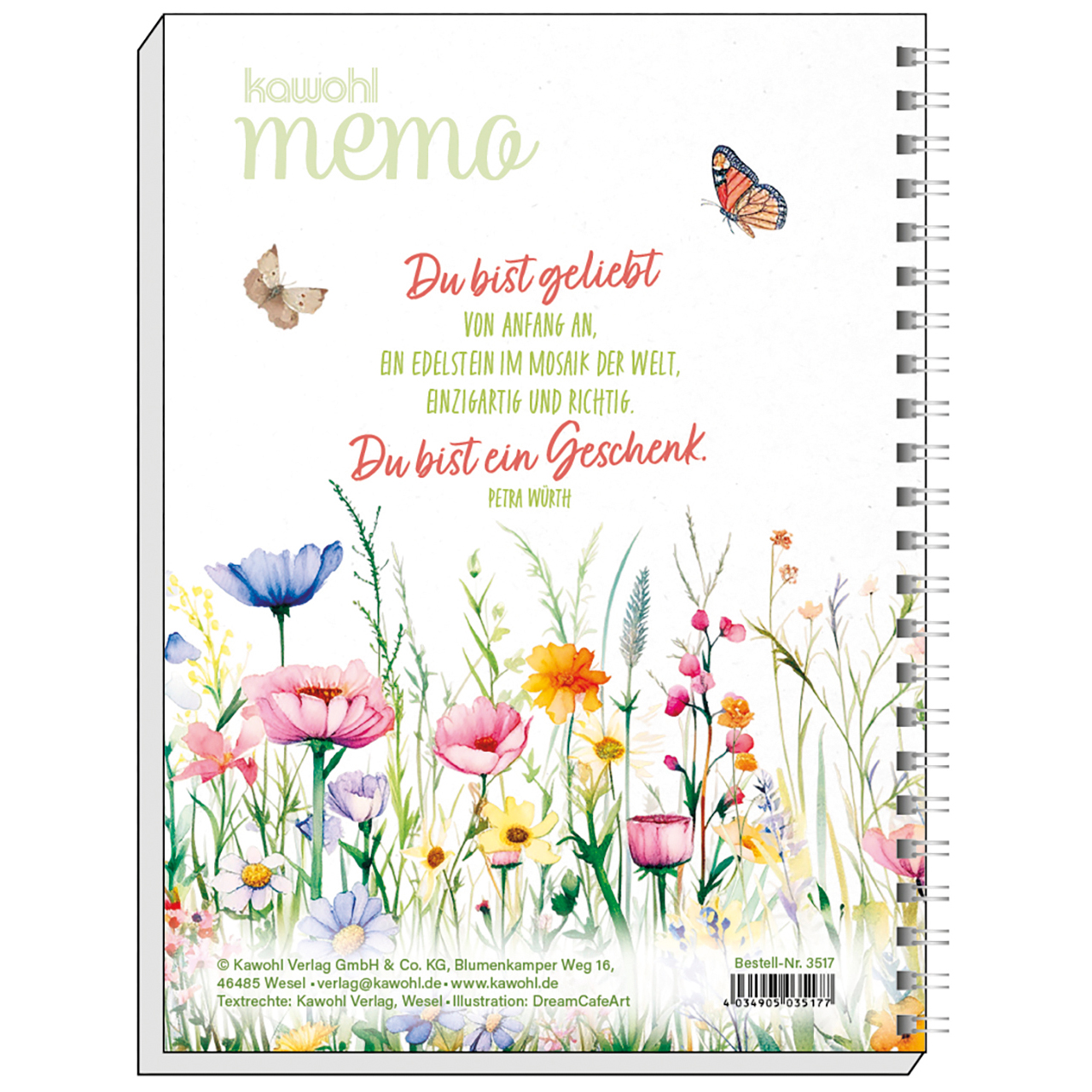 Notizbuch - Du bist ein Geschenk - Aquarell Blumen Schmetterling