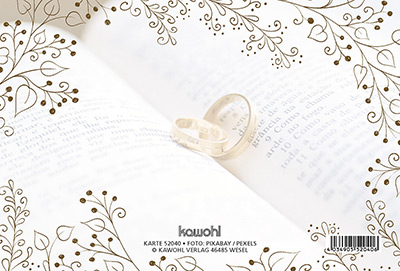 Faltkarte - Herzliche Segenswünsche zur Hochzeit - Buch Bibel Eheringe