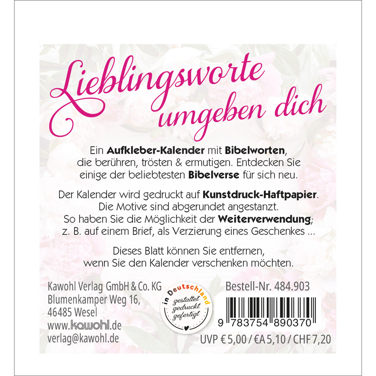 Aufkleberkalender - Lieblingsworte umgeben dich 2027