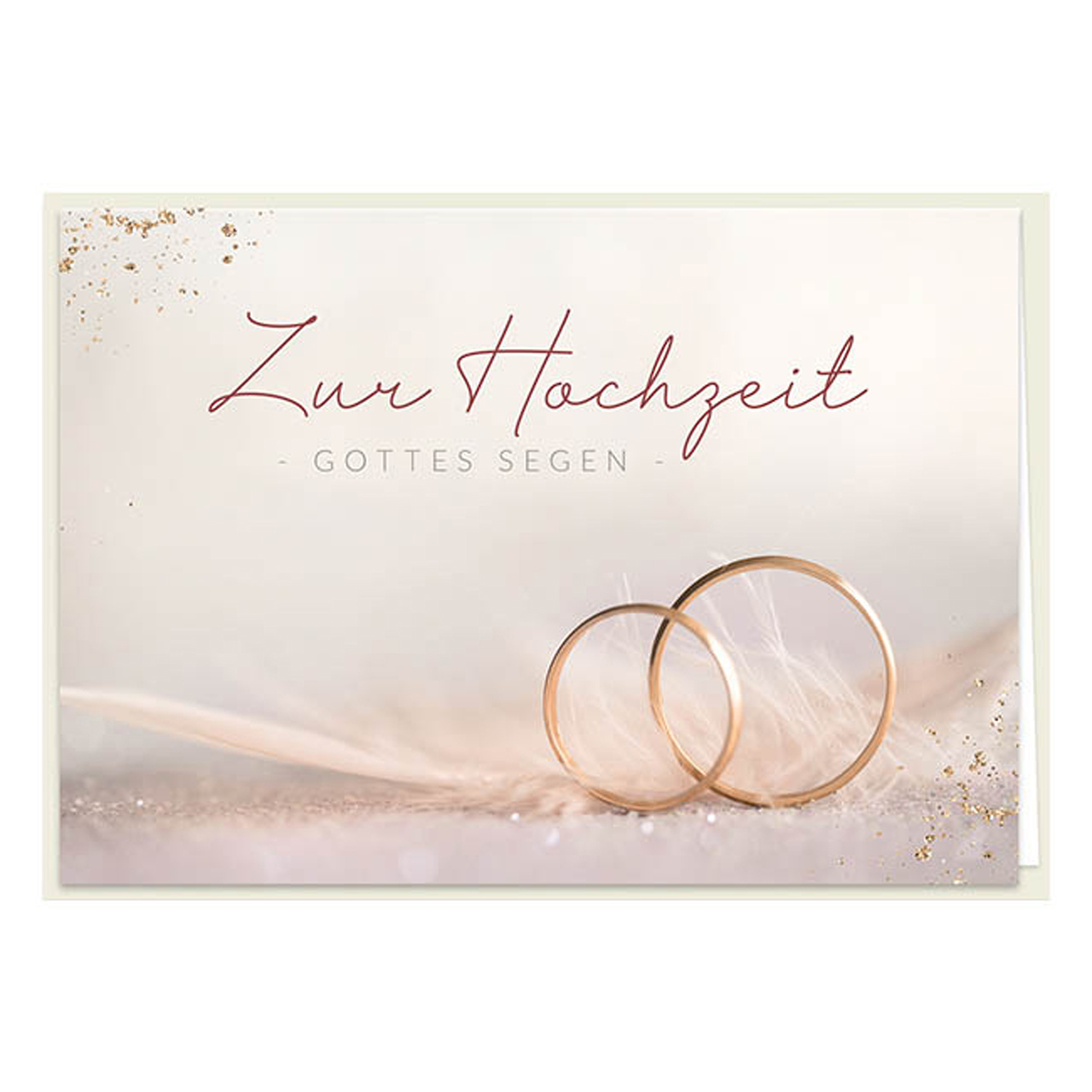 Faltkarte - Faltkarte 'Zur Hochzeit' (Ringe) 1EX - Ringe Feder Muster