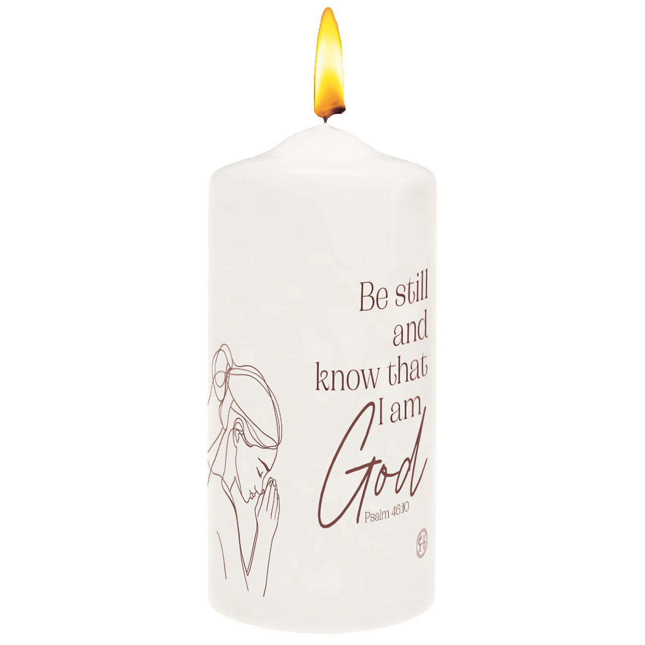 Kerze - Be still and know that I am God - Lineart betende Frau