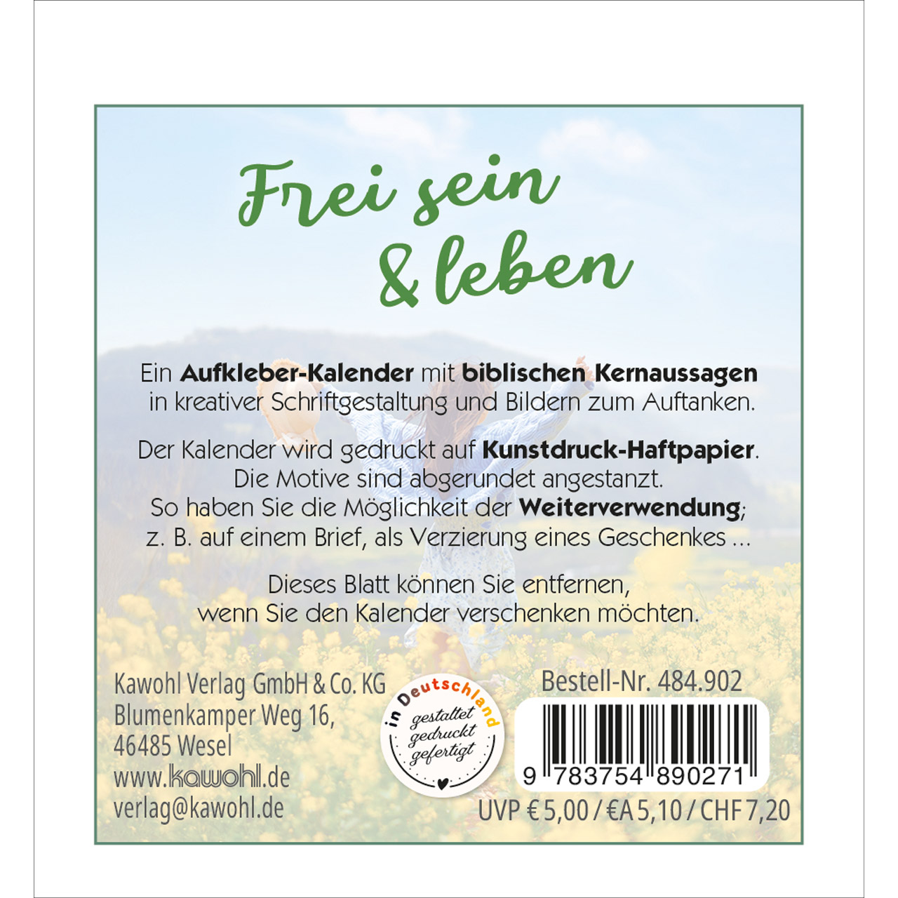 Aufkleberkalender - Frei sein & leben 2027
