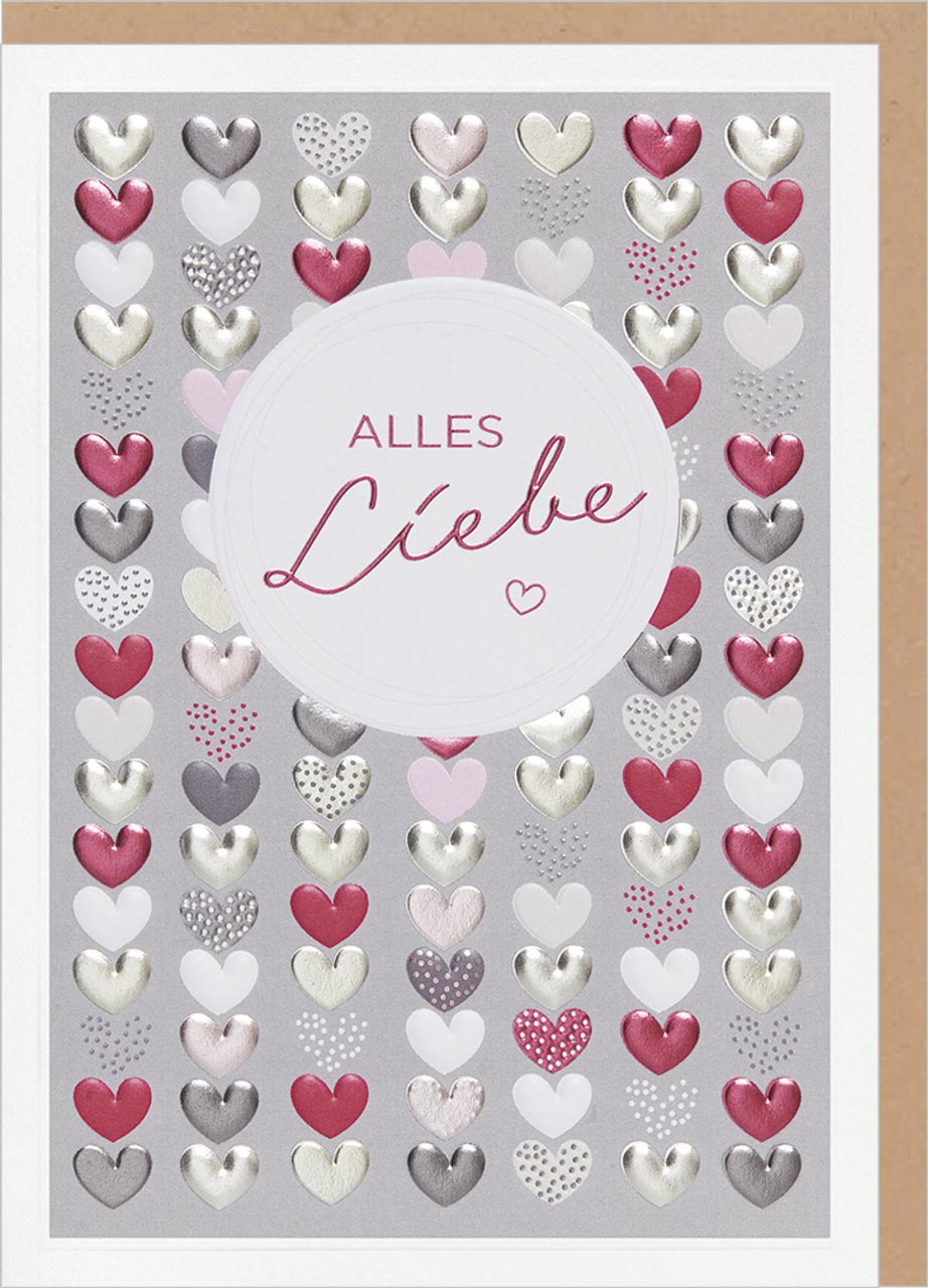 Faltkarte - Faltkarte 'Alles Liebe' (Herzen)