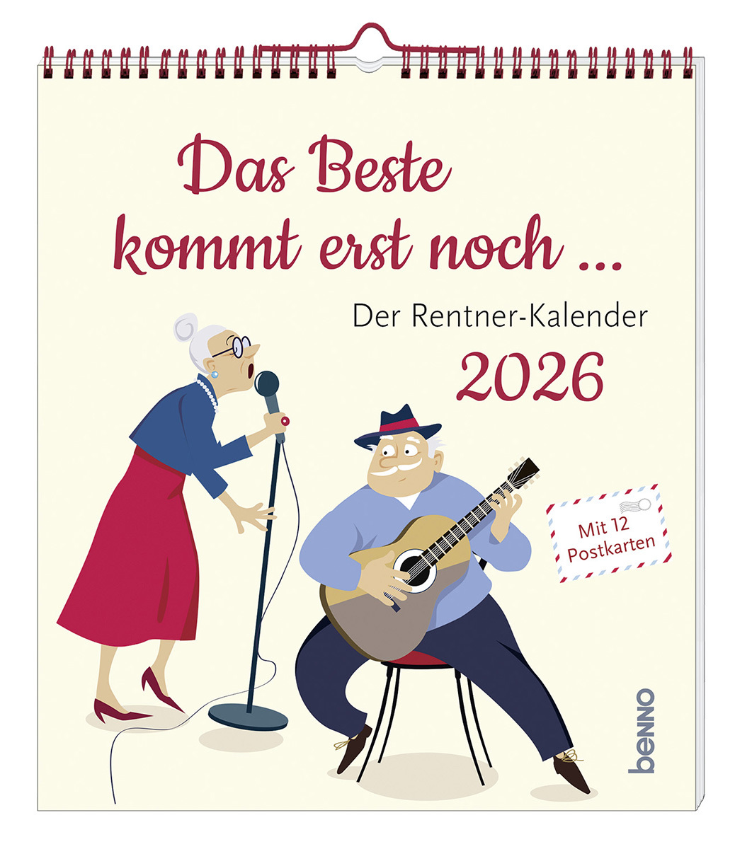 Postkartenkalender - Das Beste kommt erst noch ... 2026 - Oma Opa Gitarre Mikrofon