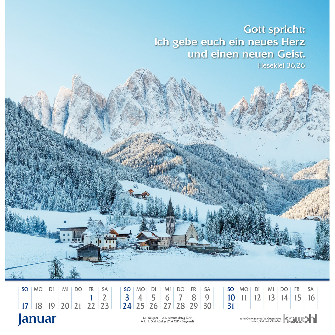 Wandkalender - Glanz der Berge 2027