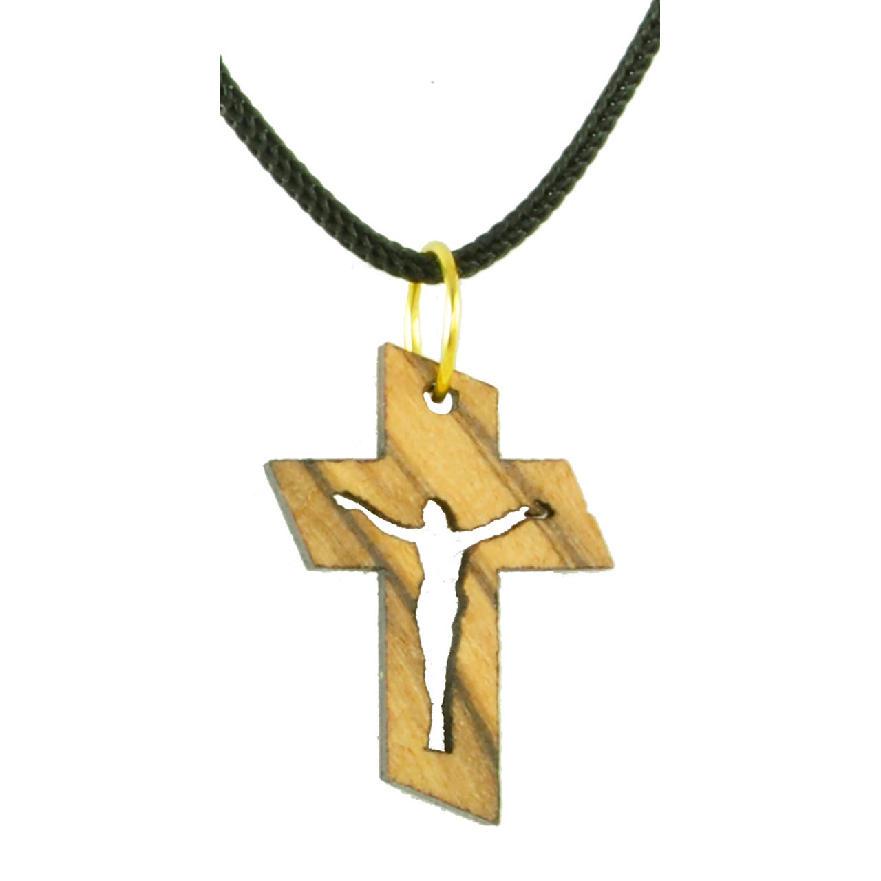 Halskette - Olivenholzkette: Kreuz mit Korpus - Kreuz mit Korpus